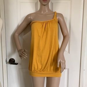 One Shoulder Yellow Tank Top